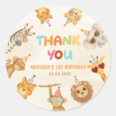 Sticker voor 1e verjaardag van feestbeesten (Voorkant)