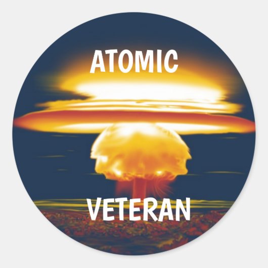Sticker voor Atomic Veteran met Mushroom Cloud (Voorkant)