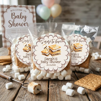 Sticker voor baby shower favoriet 'Meer S'mores vo