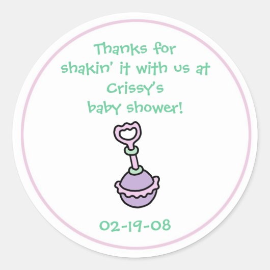 Sticker voor baby shower feestfavoriet (Voorkant)