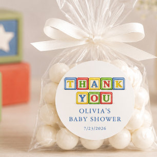 Sticker voor babyfeest cadeautje in de vorm van ee