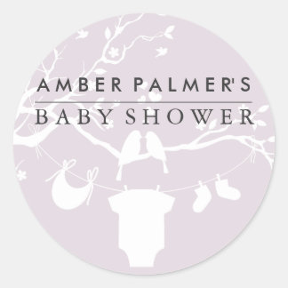 Sticker voor babyfeestje met liefdesvogels