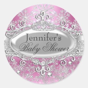 Sticker voor babyfeestje 'Prinses Winter Wonderlan