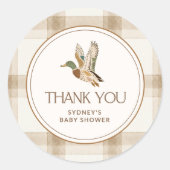 Sticker voor babyshowerfavoriet met wilde eend (Voorkant)