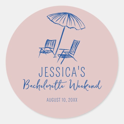 Sticker voor beach bachelorette-weekend favor (Voorkant)