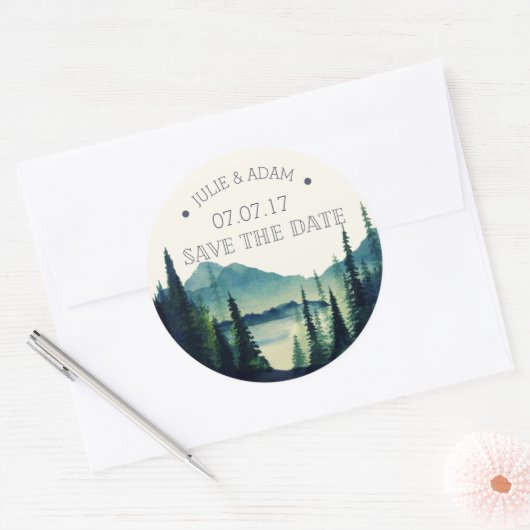 Sticker voor berghuwelijksaankondiging om datum te (Envelop)