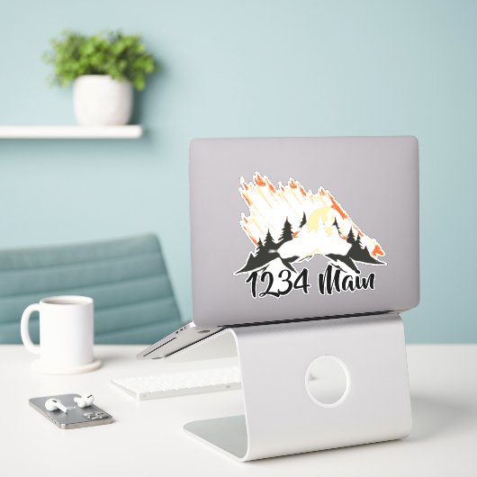 Sticker voor bergpostbus (Laptop op bureau)