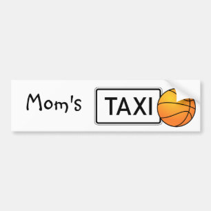 Sticker voor bumper van Moeders Taxi Basketbal