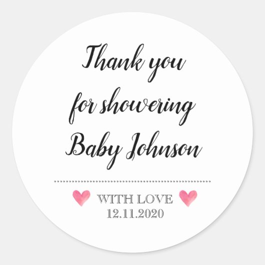 Sticker voor cadeautag bij babyfeestje (Voorkant)