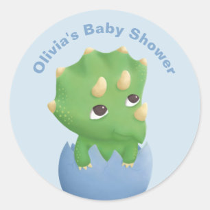 Sticker voor Cute Triceratops Dinosaur Baby Shower