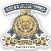 Sticker voor de luidste snurker Frenchie-trofee (Voorkant)