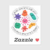 Sticker voor de microbiologie met leuk bacterieel (Vel)
