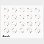 Sticker voor de roze Floral Wedding Round (Vel)