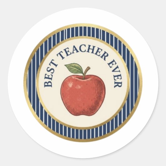 Sticker voor docent - Beste docent ooit Navy stree (Voorkant)