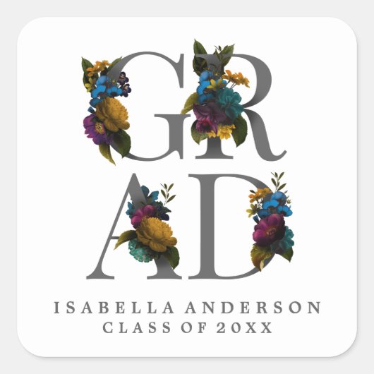 STICKER VOOR ELEGANTE BLOEMEN GRADUATIE MET EEN DR (Voorkant)