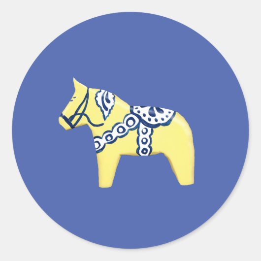 Sticker voor Gele Dala Horse (Voorkant)