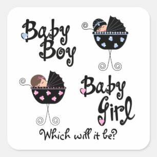 Sticker voor geslacht onthulling van babywagen