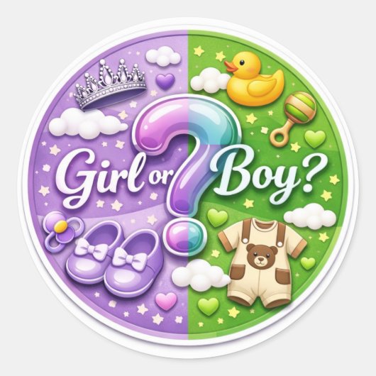 Sticker voor geslachtsonthullingfeestje – Meisje o (Voorkant)