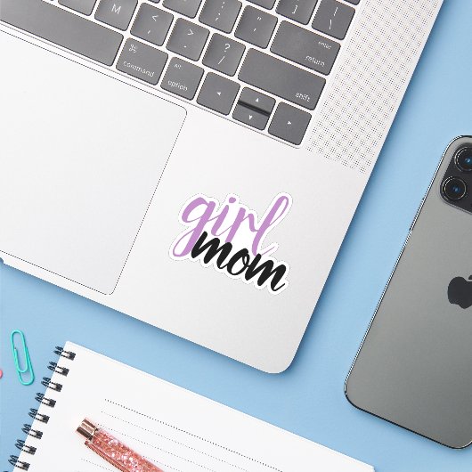 Sticker voor Girl Mom (Laptop met iPhone)
