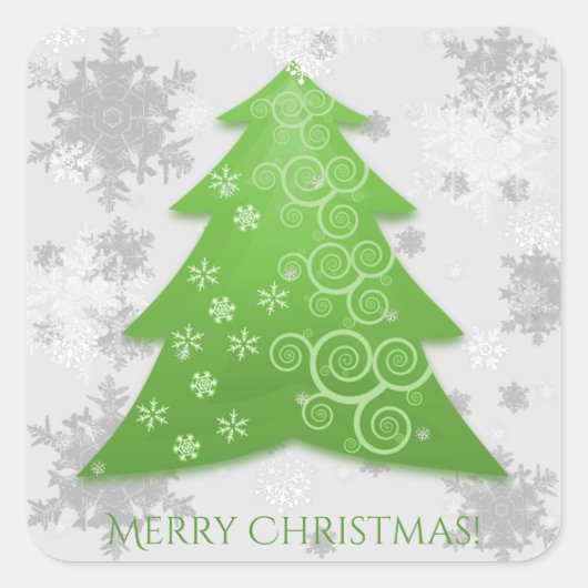 Sticker voor groene feestelijke kerstbomen (Voorkant)
