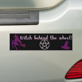Sticker voor heks achter het stuur bumper (Op auto)