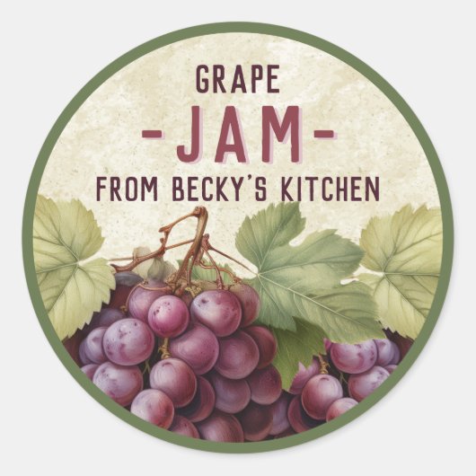Sticker voor het inmaken van rode druivenjam uit g (Voorkant)