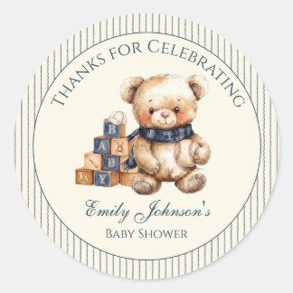 Sticker voor jongensbeer babyshower