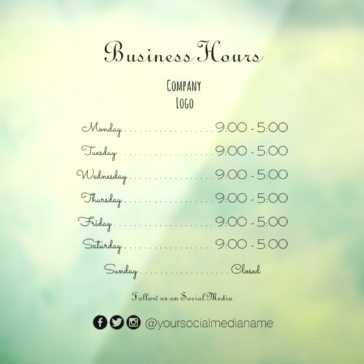 Sticker voor kantooruren (Vel 3)