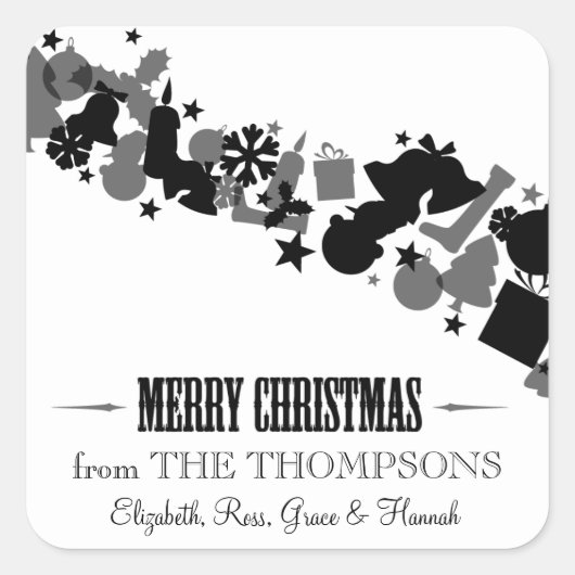 Sticker voor kerstfeestdagen in Balck en White (Voorkant)