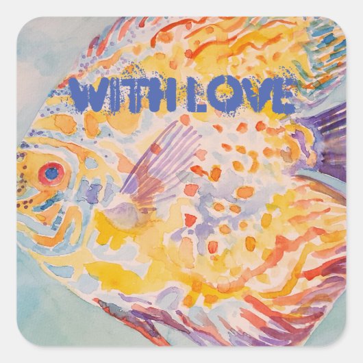 Sticker voor kleurrijke vispatronen Waterverf Zee (Voorkant)