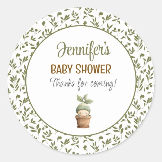 Sticker voor Little Sprout Baby Shower (Voorkant)