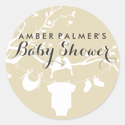 Sticker voor Love Birds Baby Shower (Voorkant)