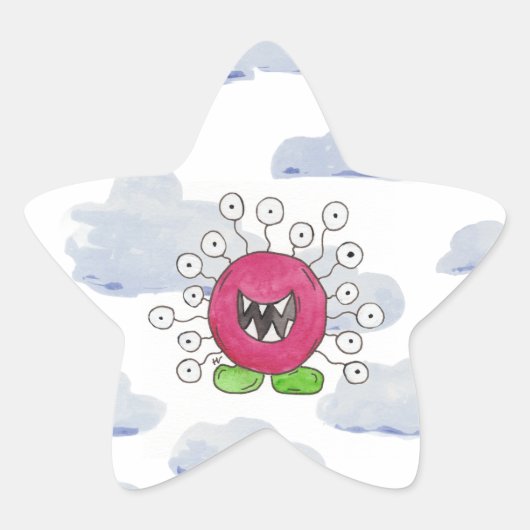 Sticker voor Monster Bash in de Wolken verjaardags (Voorkant)