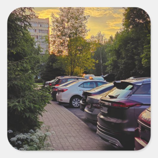 Sticker voor parkeren bij Sunset Calm – Aanpasbaar (Voorkant)