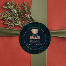 Sticker voor Preppy Teddy Beer Baby Shower