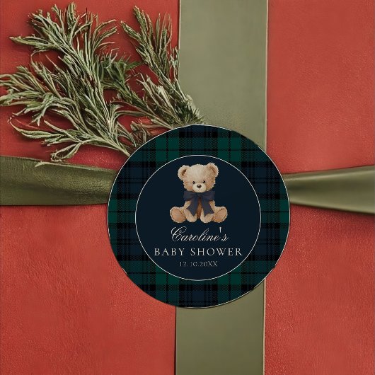 Sticker voor Preppy Teddy Beer Baby Shower