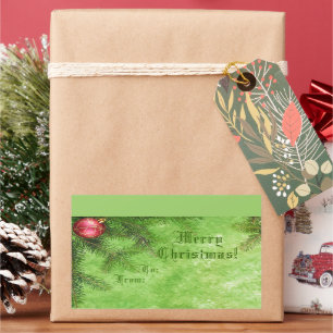 Sticker voor prettige kerstgroene cadeautjes Label