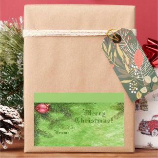Sticker voor prettige kerstgroene cadeautjes Label