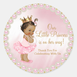 Sticker voor prinses baby shower klassieke ronde s