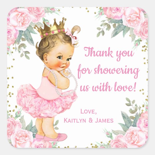 Sticker voor prinses babyshower favor (Voorkant)