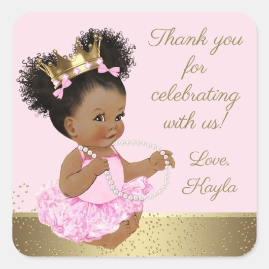 Sticker voor prinses babyshower favor (Voorkant)