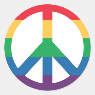 Sticker voor Rainbow Pride Peace Sign