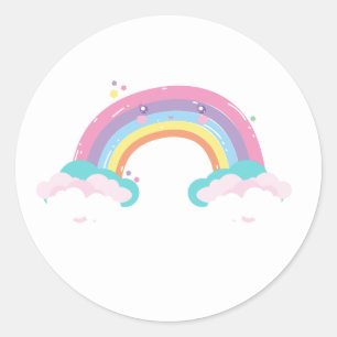 Sticker voor regenboog en wolken