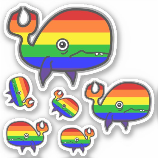 Sticker voor regenboogangstig, maar geperste walvi (Voorkant)