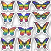Sticker voor regenboogkleuren, vlindervlieg (Voorkant)