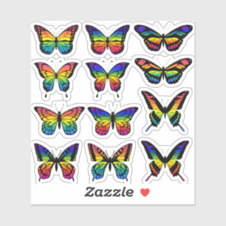 Sticker voor regenboogkleuren, vlindervlieg