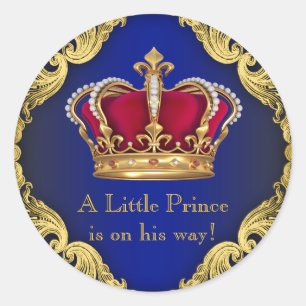 Sticker voor Royal Blue Kroonprins Baby Shower