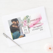 Sticker voor roze golven en Floral Wedding (Envelop)