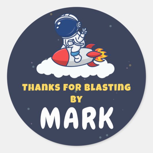 Sticker voor ruimte-verkenner feestje (Voorkant)