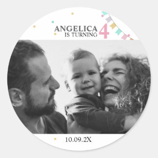 Sticker voor verjaardagsfeestje | Aangepast jaarta